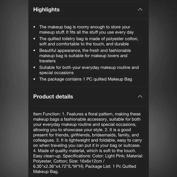 Pink & Green Floral Cosmetic Bag - Picture 7 of 8